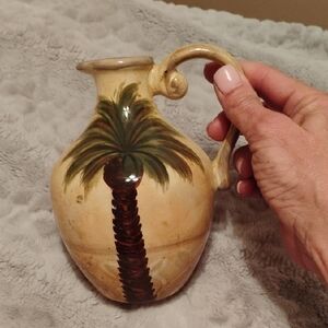 Artisan Ceramic Jug with Palm Tree Design